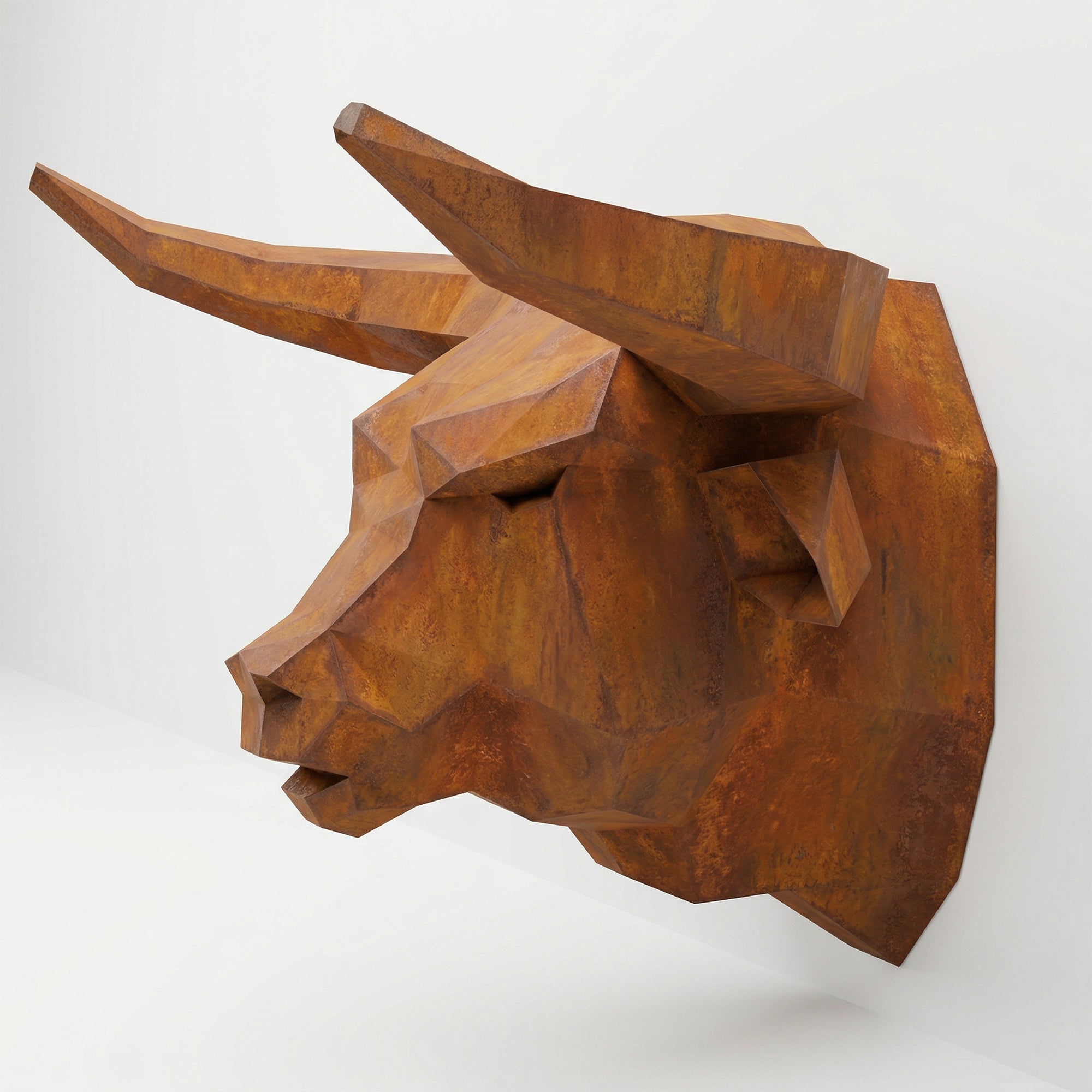 Sculpture tête de taureau polygone