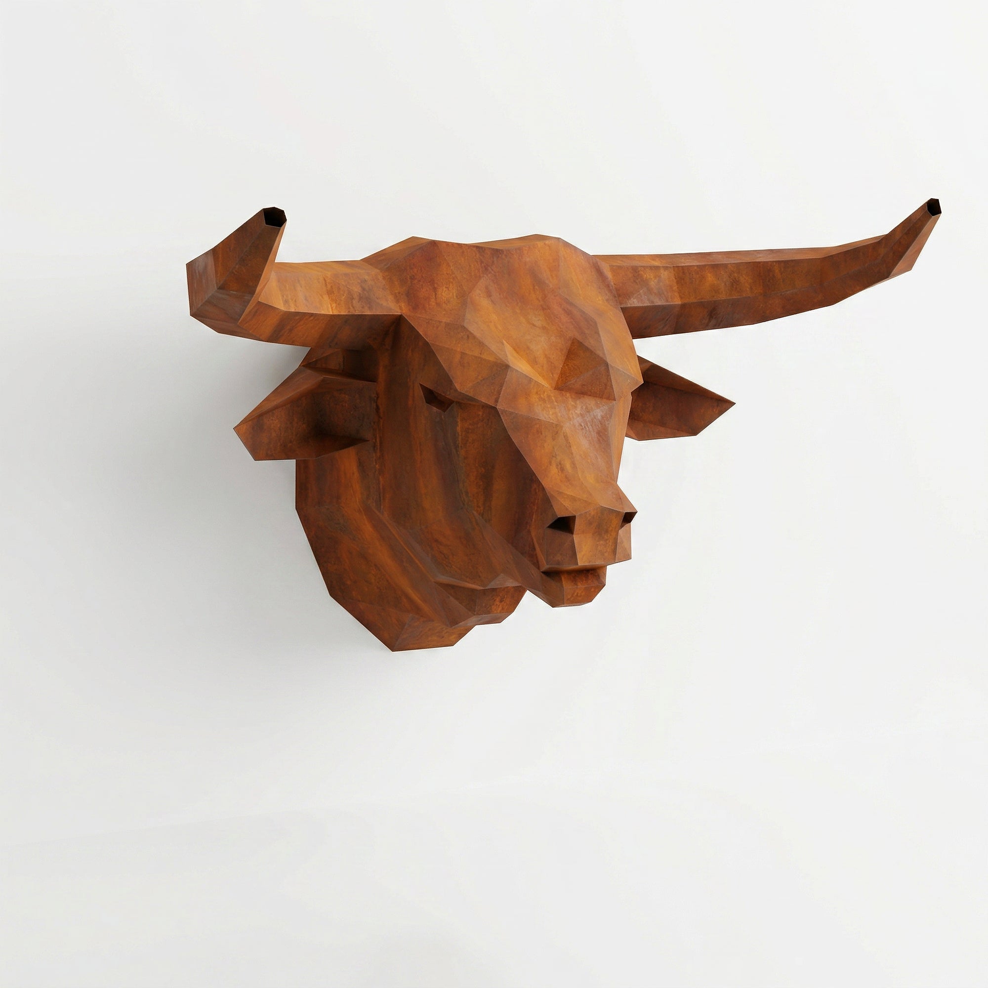 Sculpture tête de taureau polygone