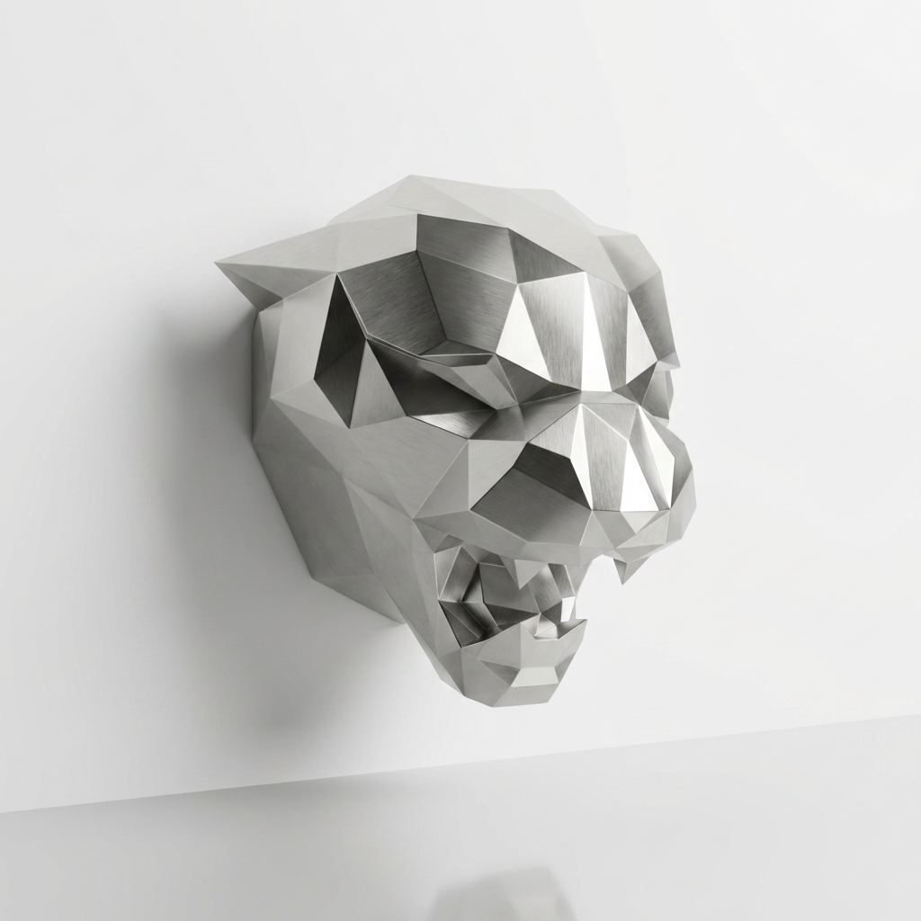 Sculpture Tête de Tigre Design Géométrique Abstrait