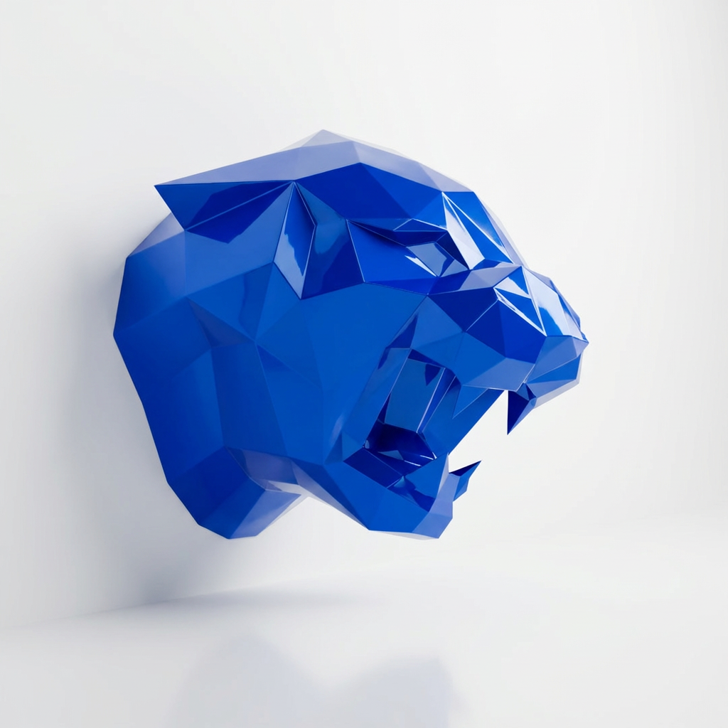 Sculpture Tête de Tigre Design Géométrique Abstrait