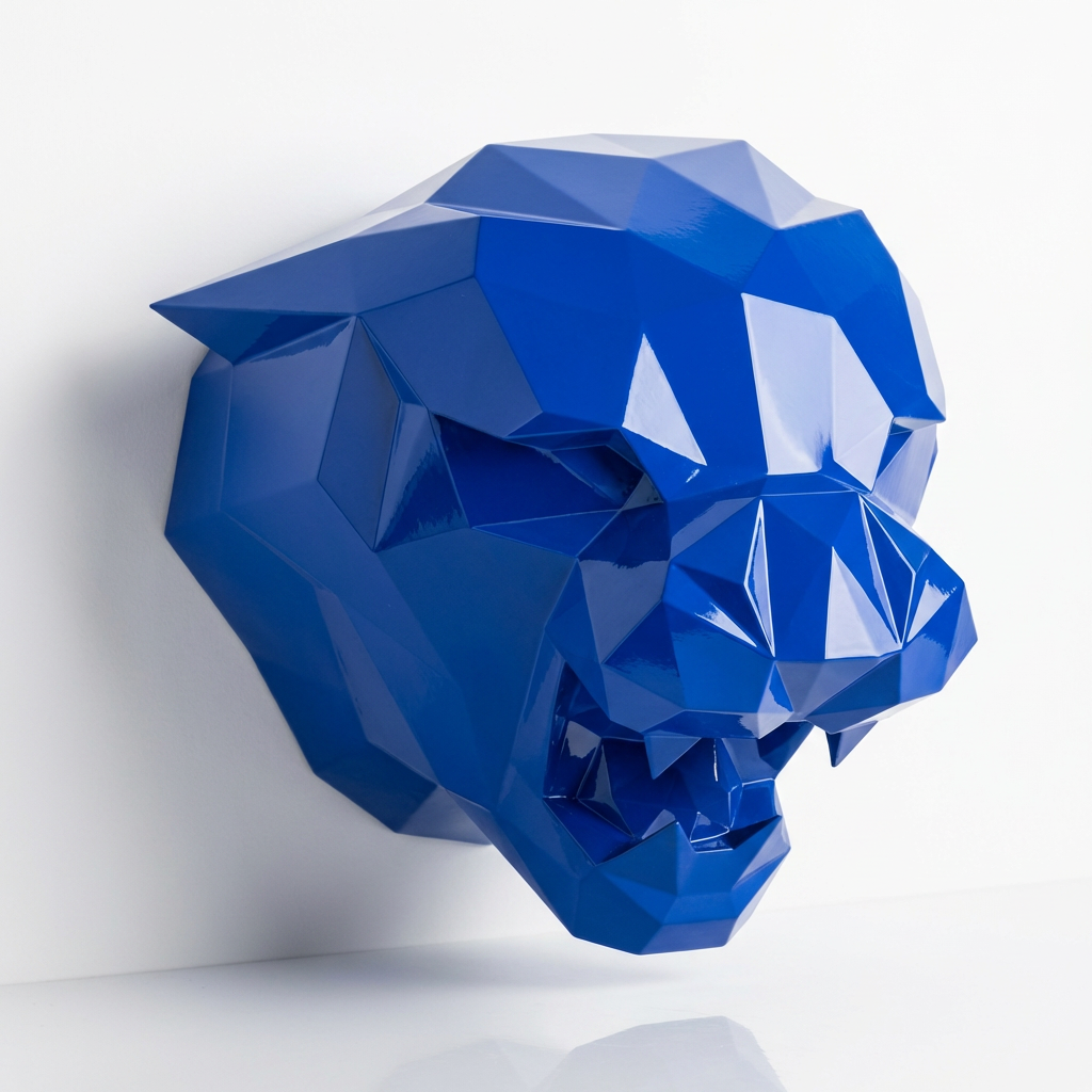 Sculpture Tête de Tigre Design Géométrique Abstrait
