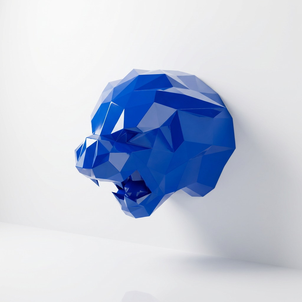 Sculpture Tête de Tigre Design Géométrique Abstrait