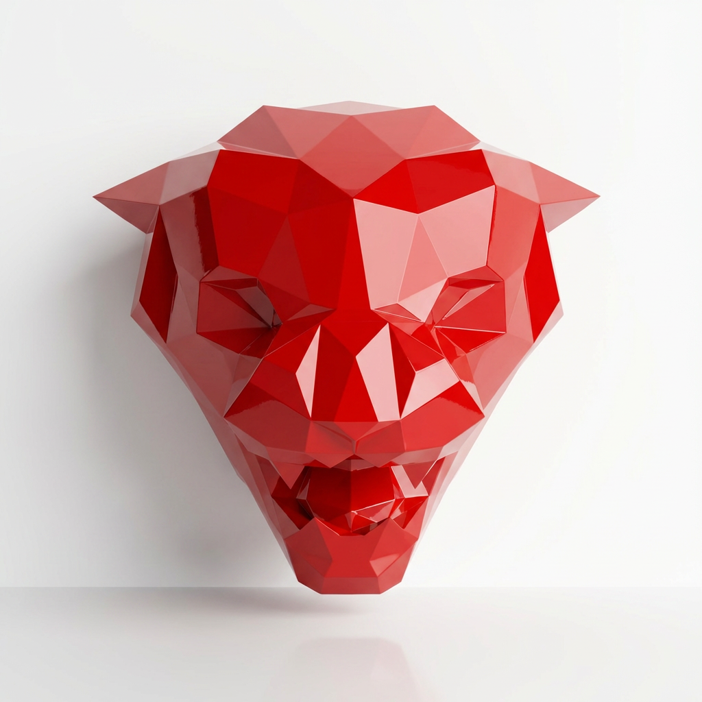 Sculpture Tête de Tigre Design Géométrique Abstrait