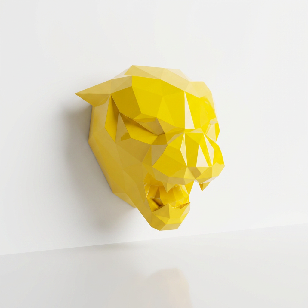 Sculpture Tête de Tigre Design Géométrique Abstrait