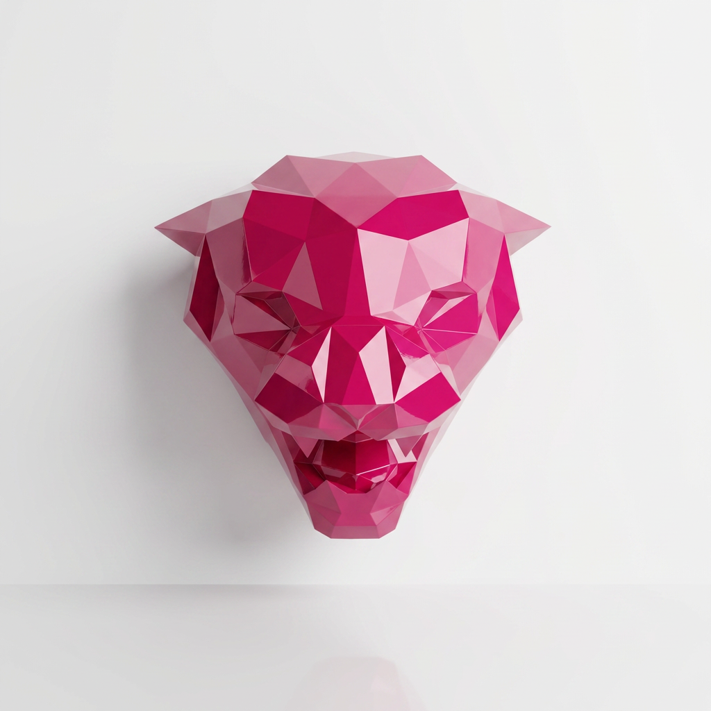 Sculpture Tête de Tigre Design Géométrique Abstrait