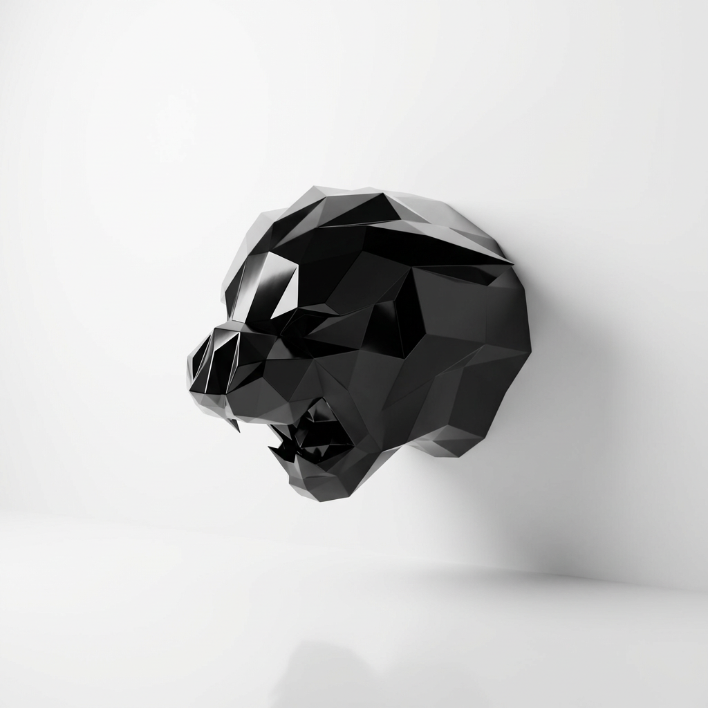 Sculpture Tête de Tigre Design Géométrique Abstrait