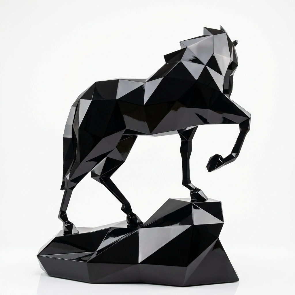 Sculpture origami cheval métallique En Résine