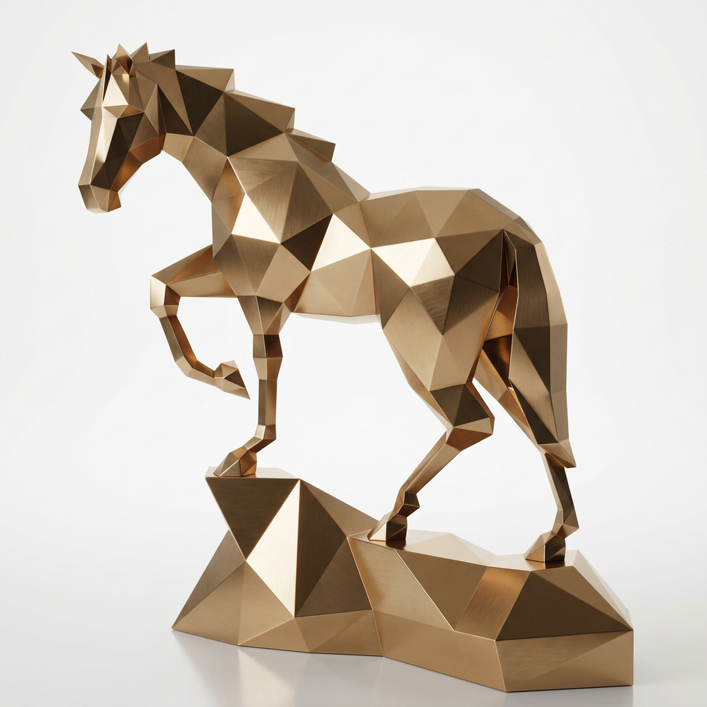 Sculpture origami cheval métallique