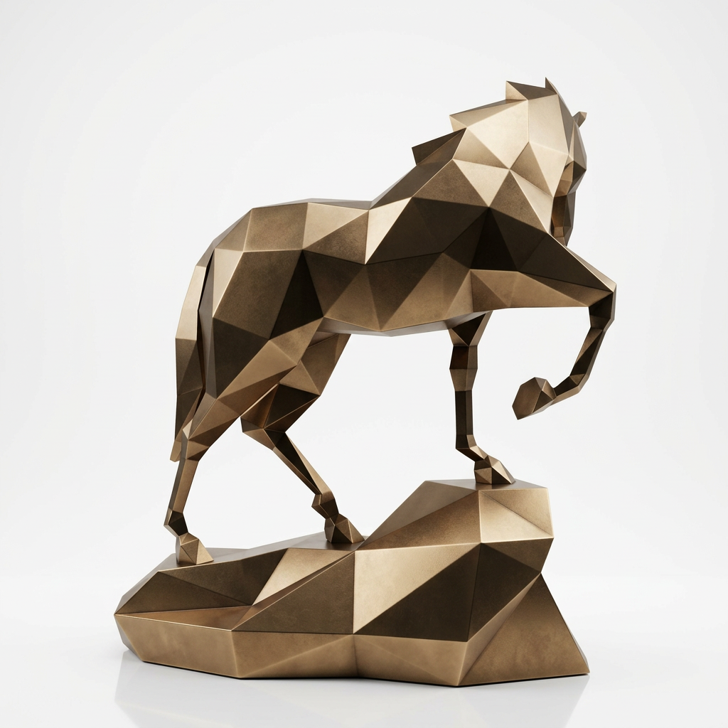 Sculpture origami cheval métallique