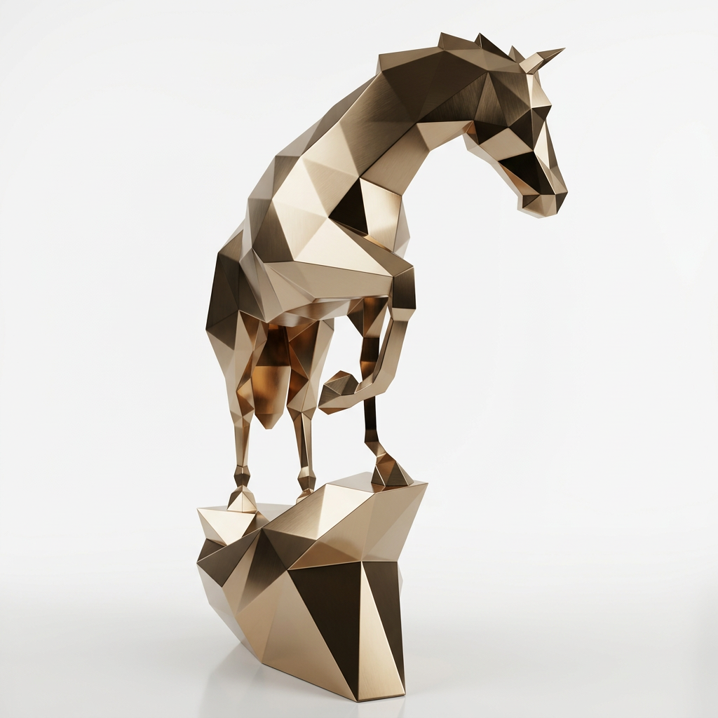 Sculpture origami cheval métallique