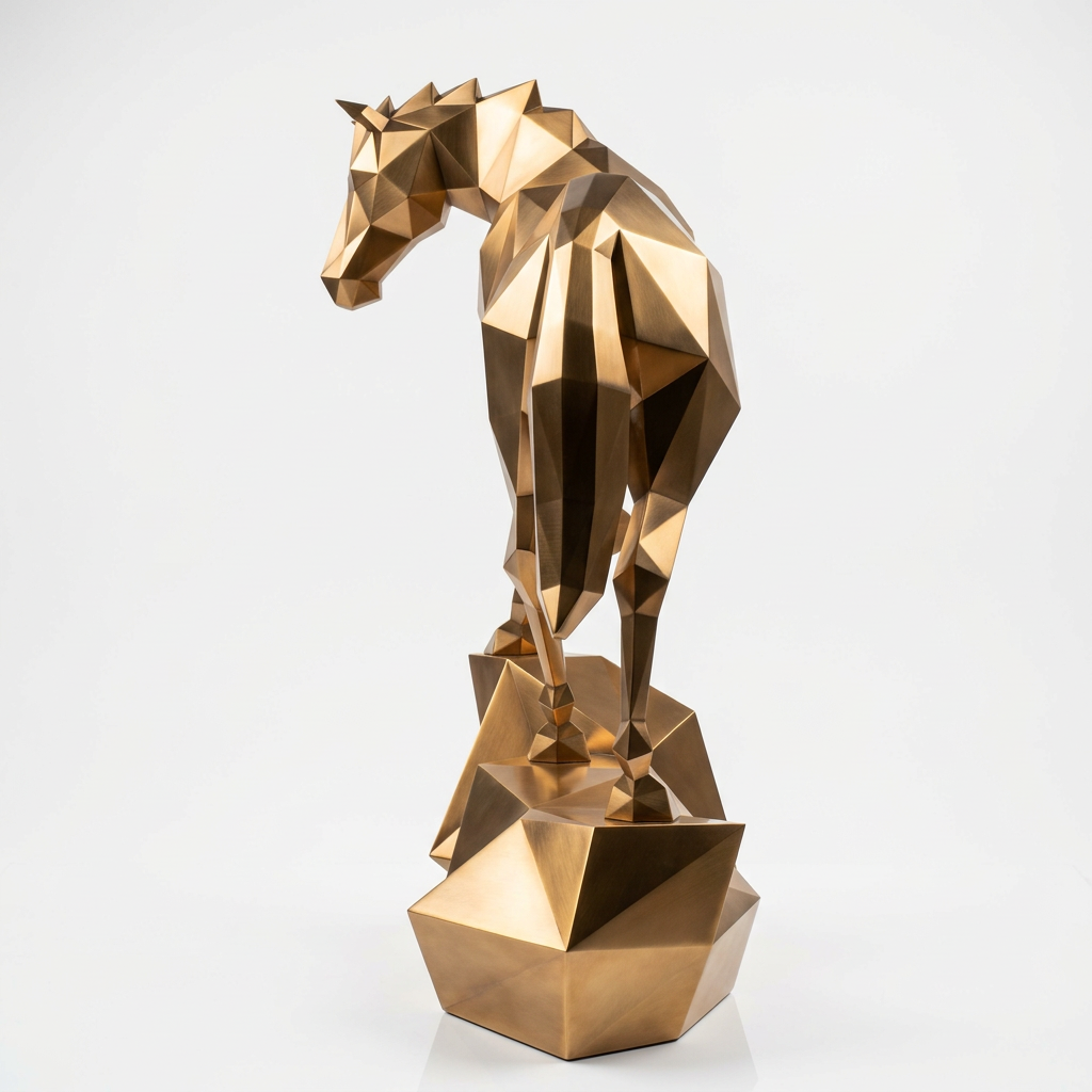Sculpture origami cheval métallique