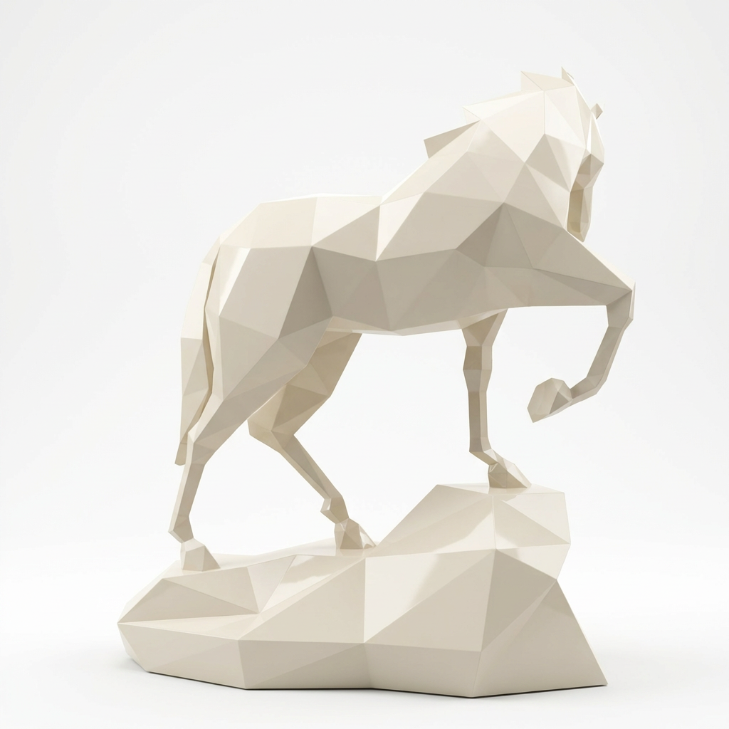 Sculpture origami cheval métallique En Résine