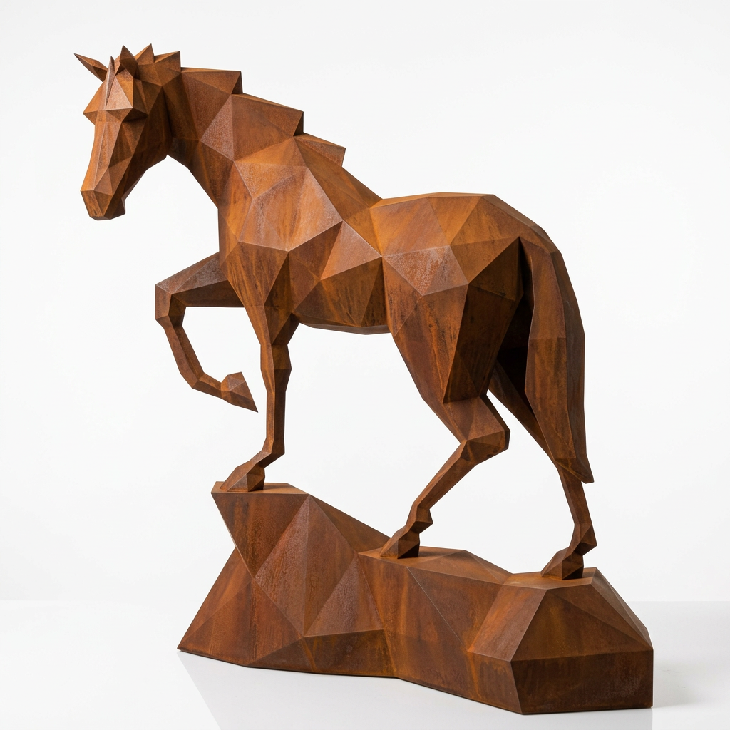Sculpture origami cheval métallique
