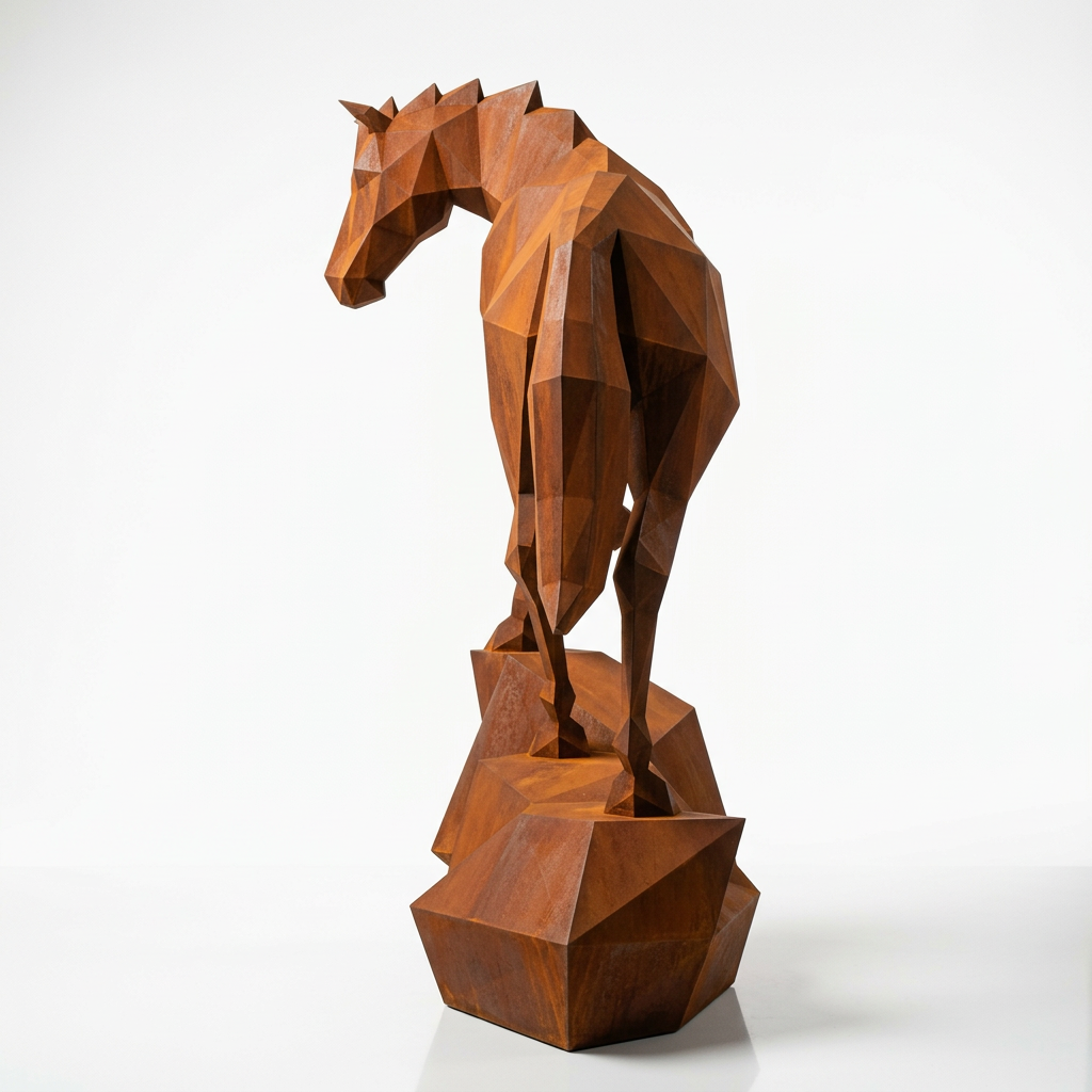 Sculpture origami cheval métallique