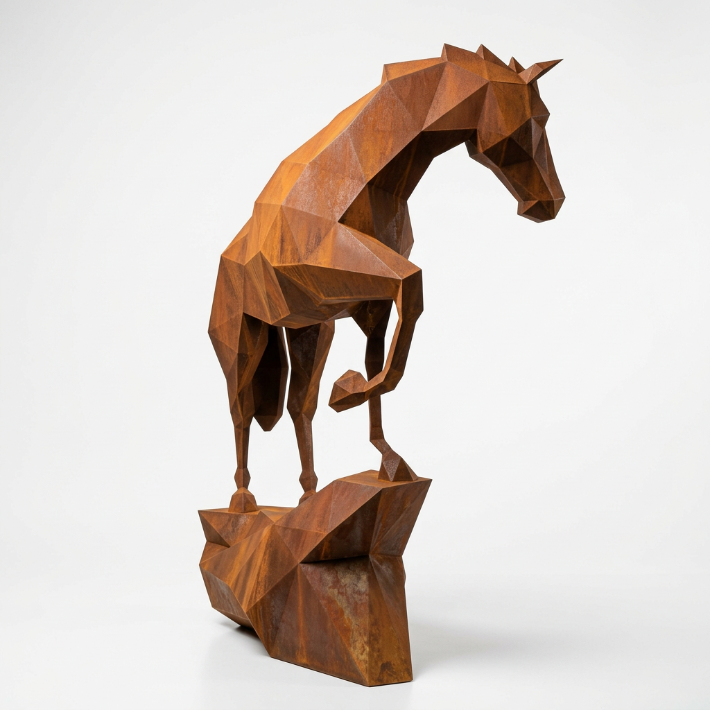 Sculpture origami cheval métallique