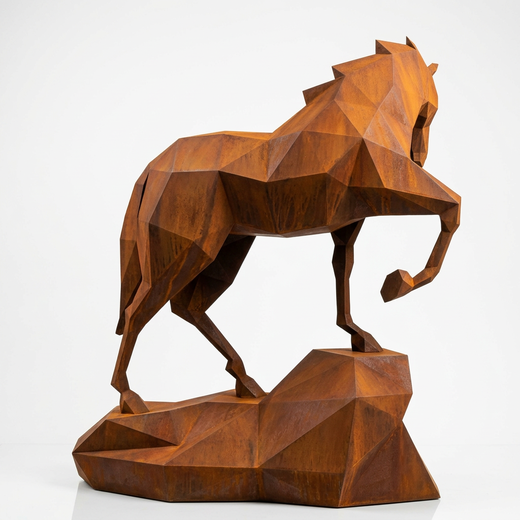 Sculpture origami cheval métallique