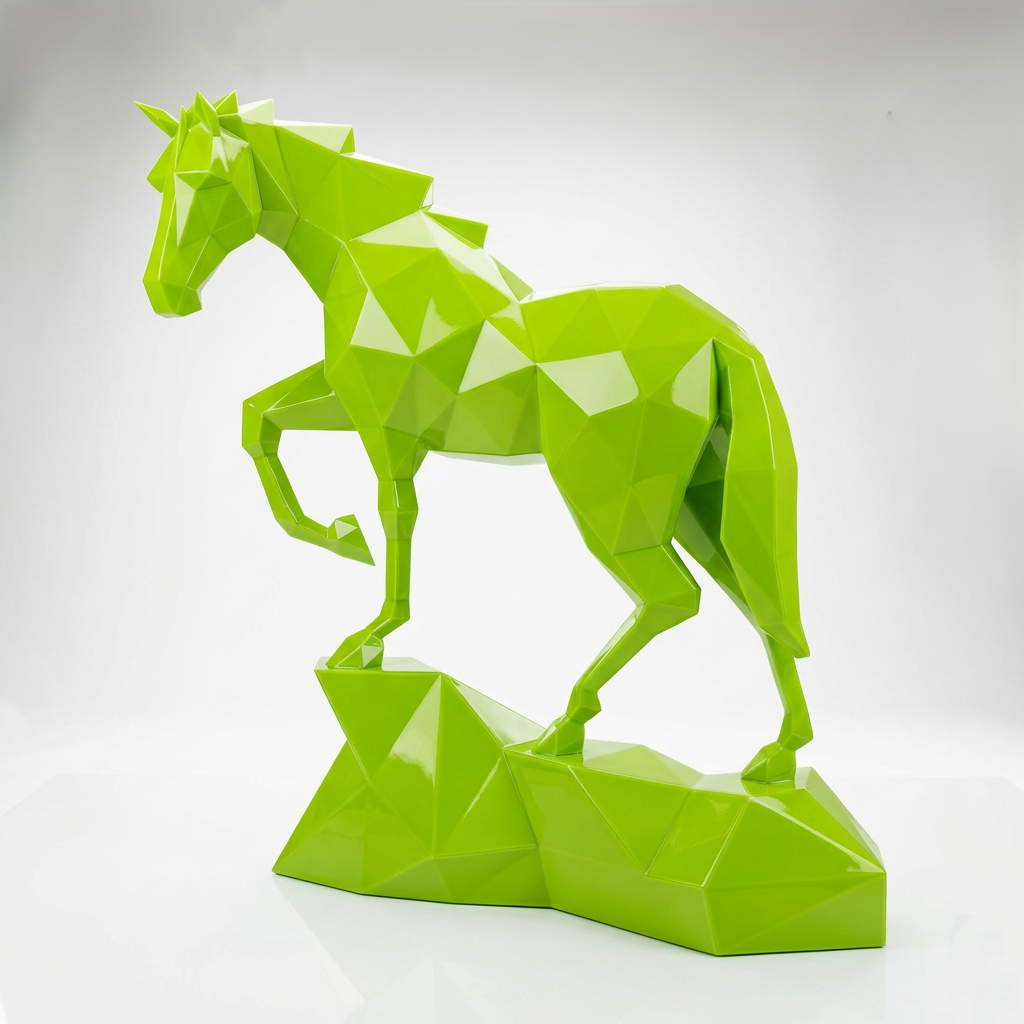 Sculpture origami cheval métallique En Résine