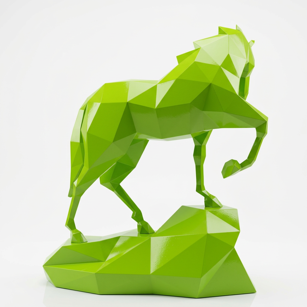 Sculpture origami cheval métallique En Résine