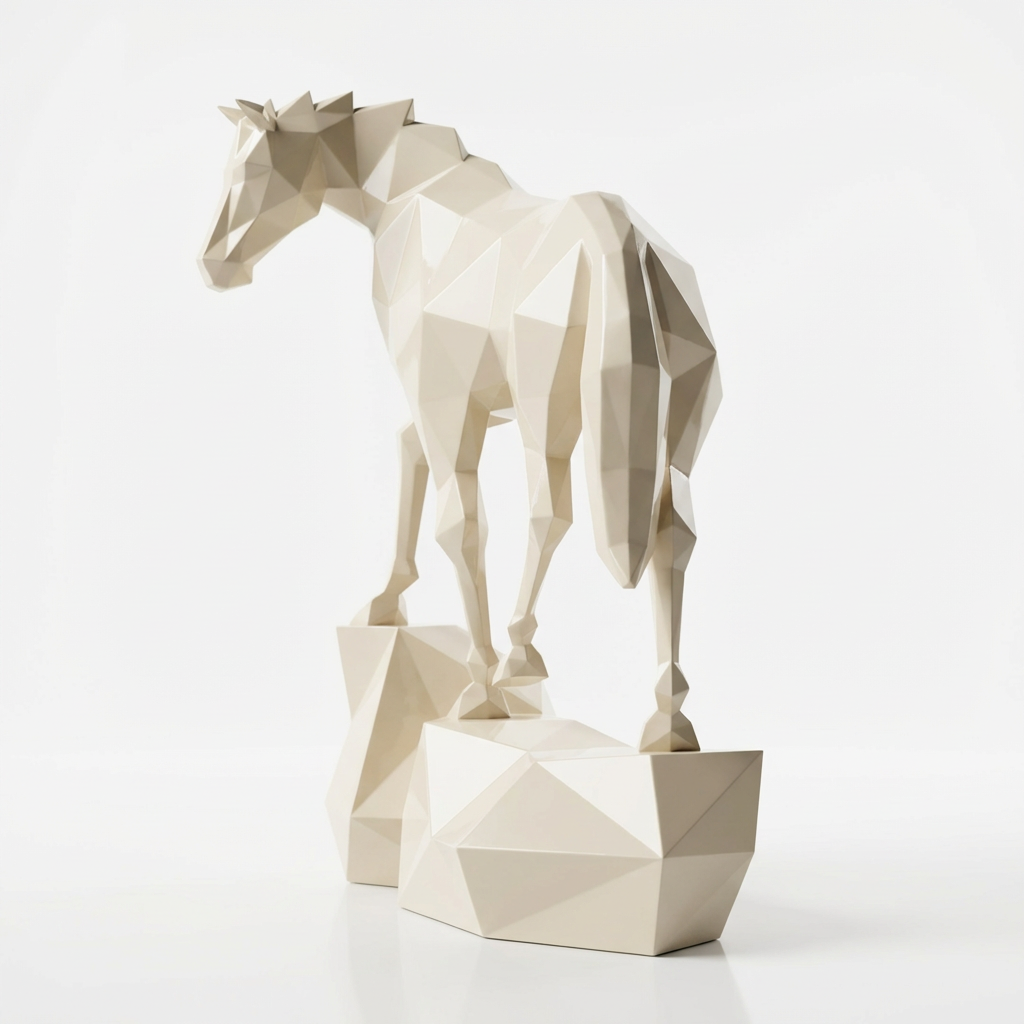 Sculpture origami cheval métallique En Résine