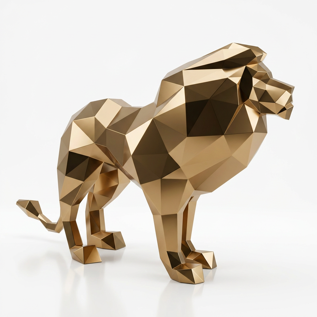 Grande Sculpture de Lion Origami