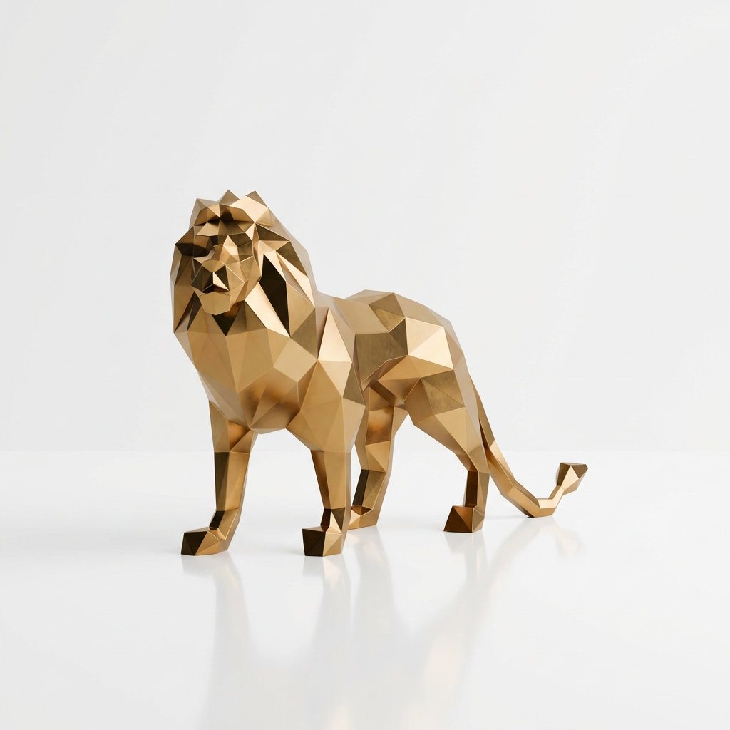 Grande Sculpture de Lion Origami