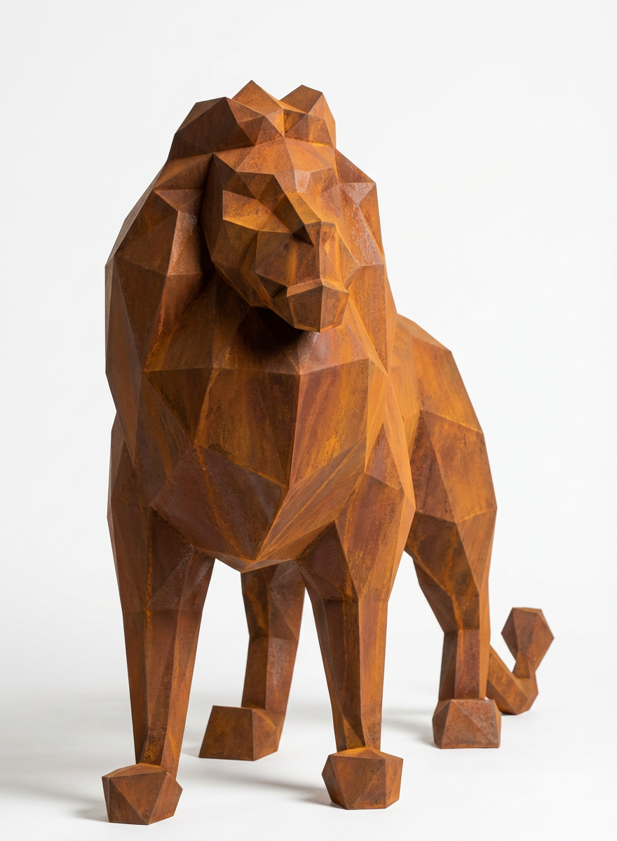 Grande Sculpture de Lion Origami