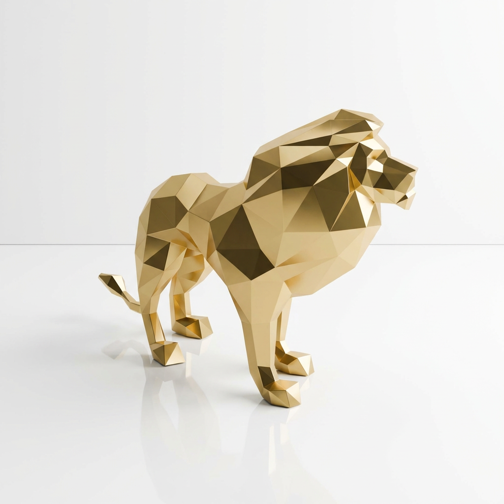 Grande Sculpture de Lion Origami
