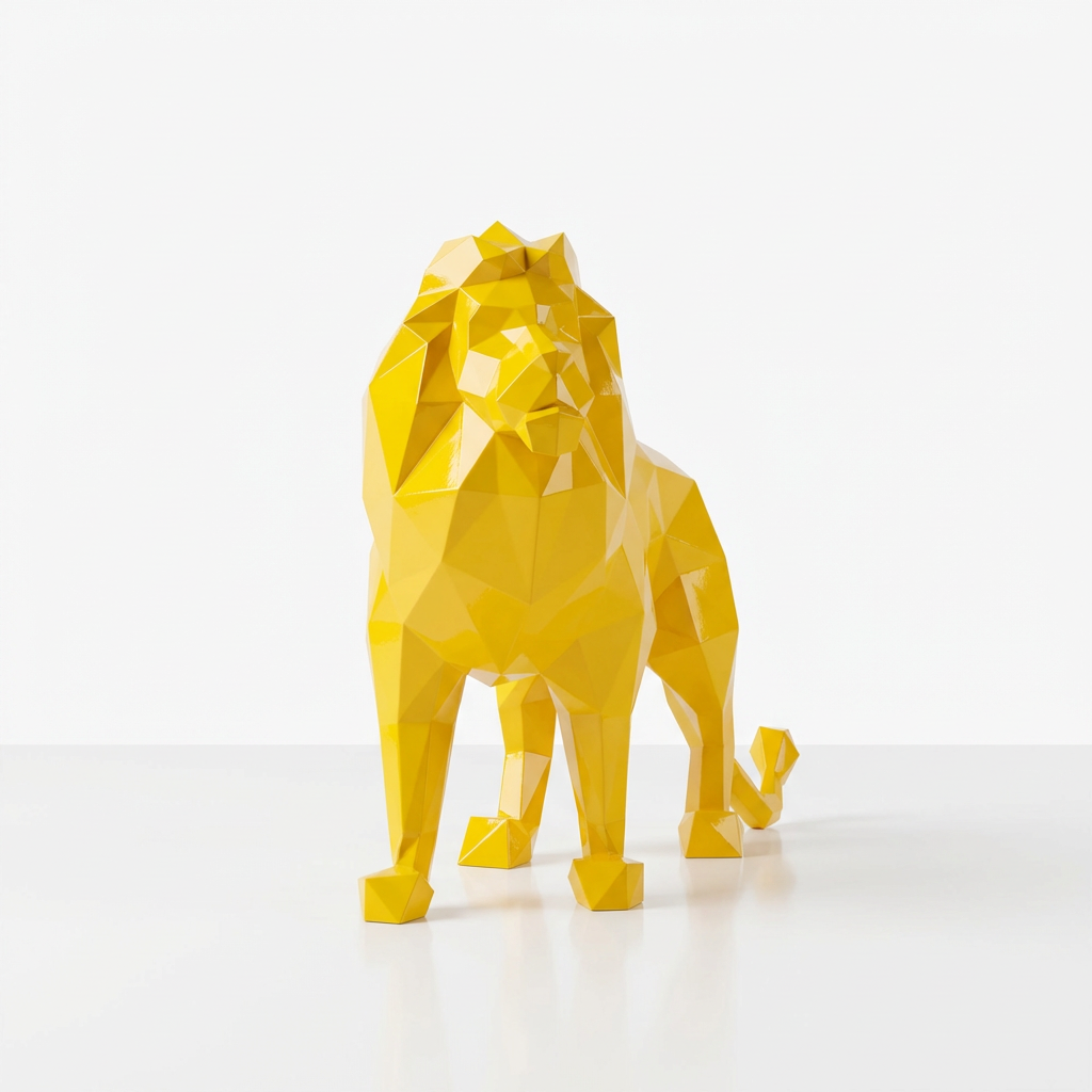 Grande Sculpture de Lion Origami