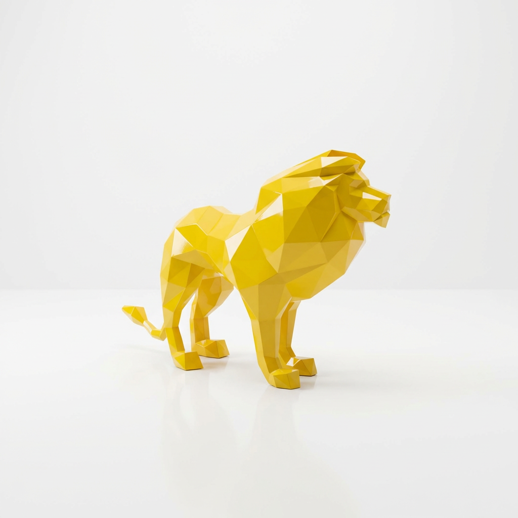 Grande Sculpture de Lion Origami