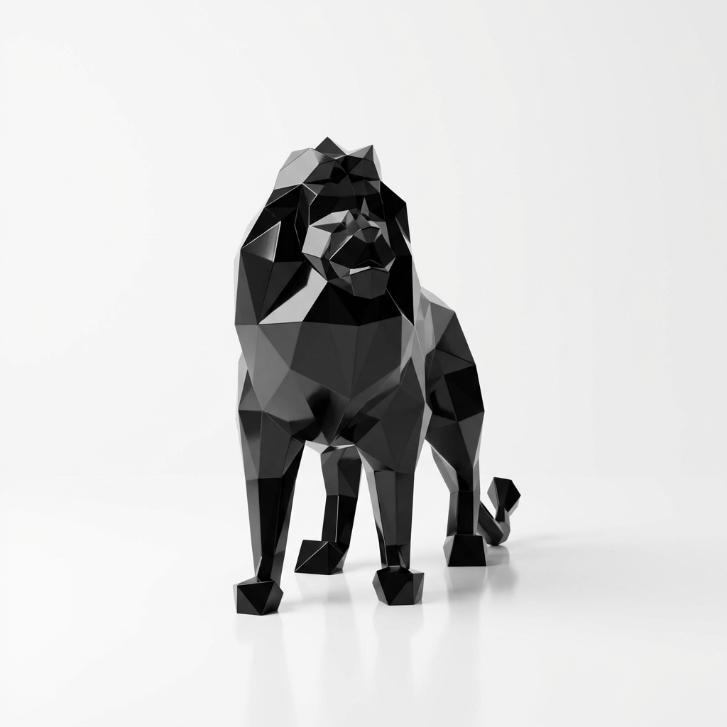 Grande Sculpture de Lion Origami
