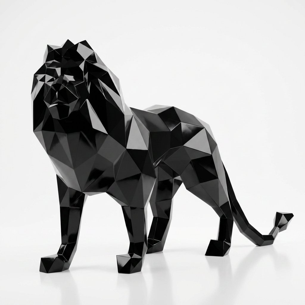 Grande Sculpture de Lion Origami