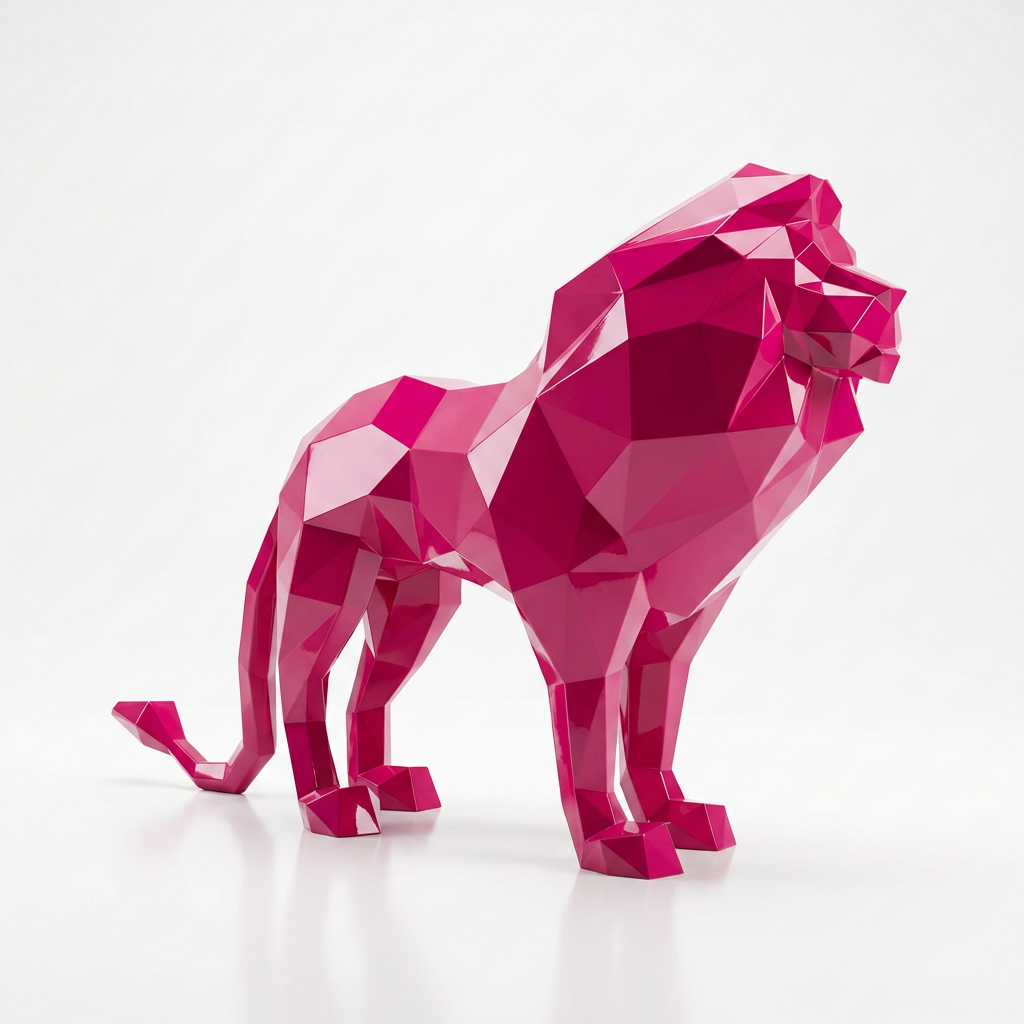 Grande Sculpture de Lion Origami
