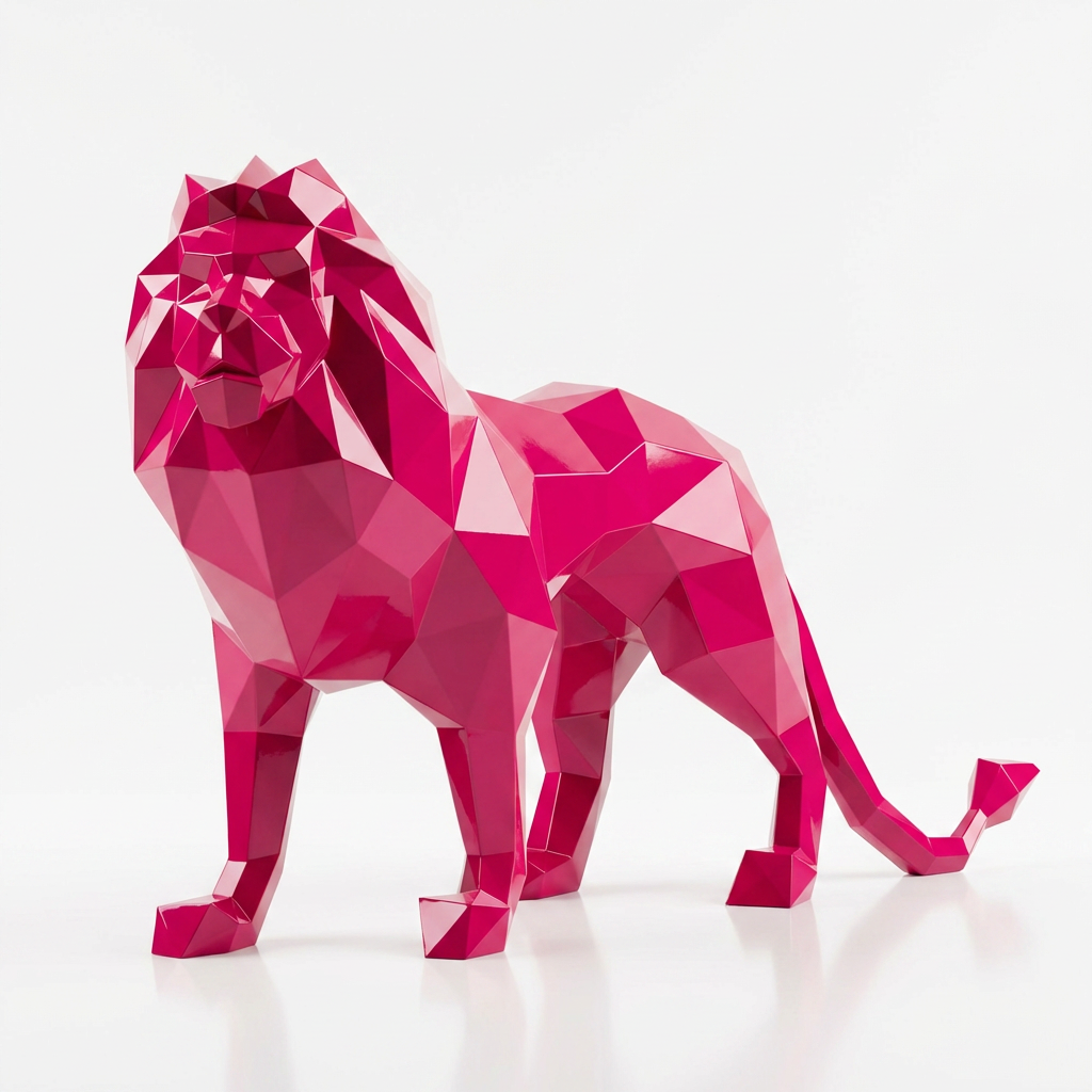 Grande Sculpture de Lion Origami