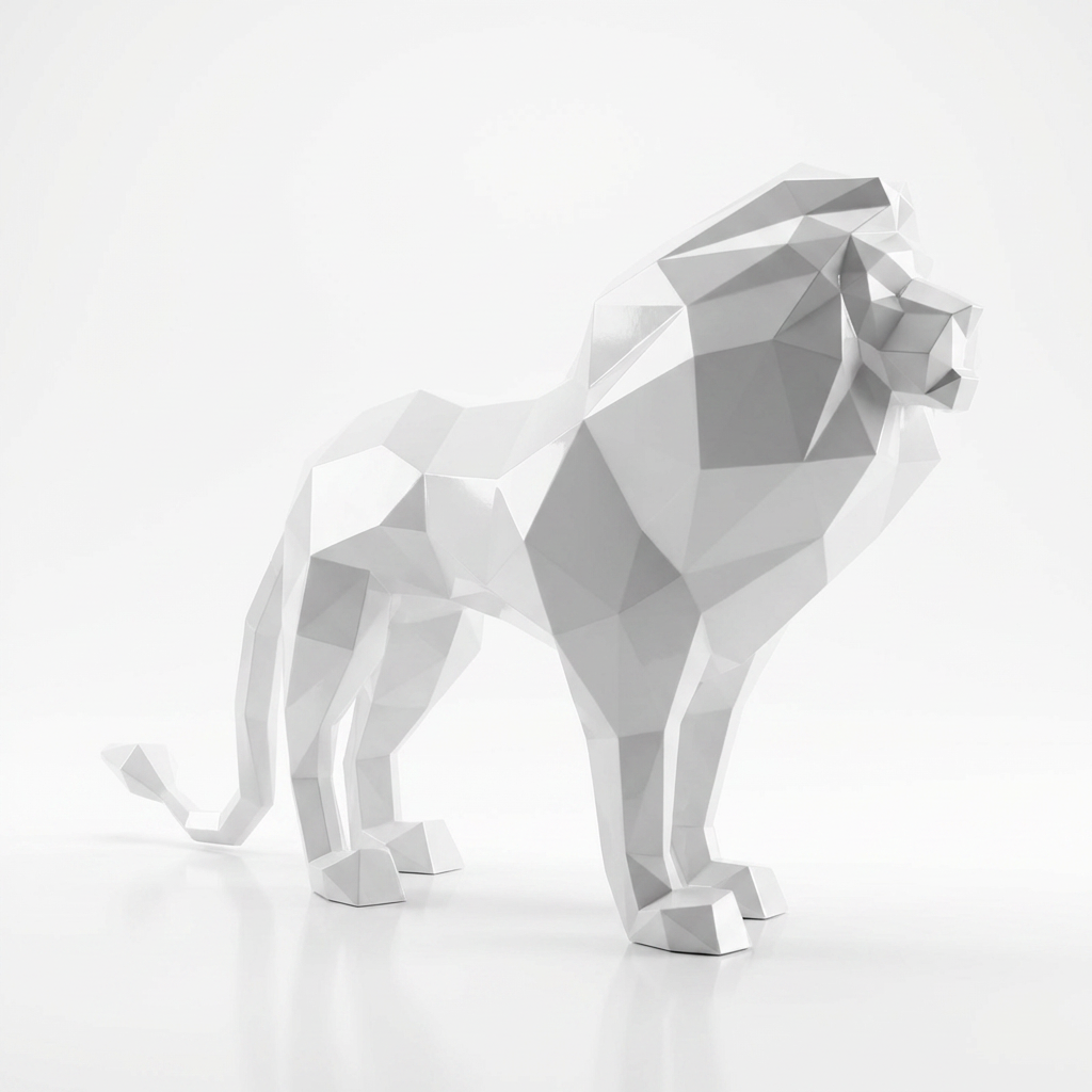 Grande Sculpture de Lion Origami