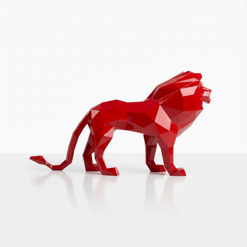 Grande Sculpture de Lion Origami