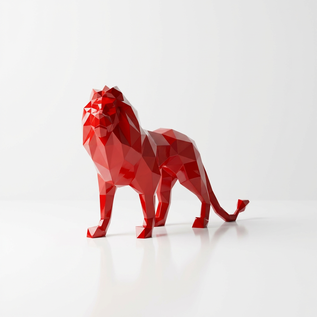 Grande Sculpture de Lion Origami