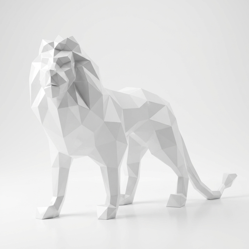 Grande Sculpture de Lion Origami