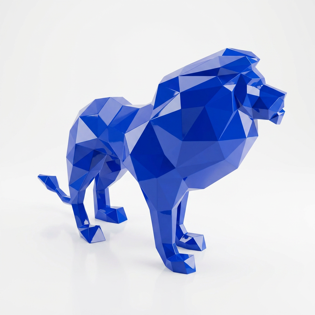 Grande Sculpture de Lion Origami