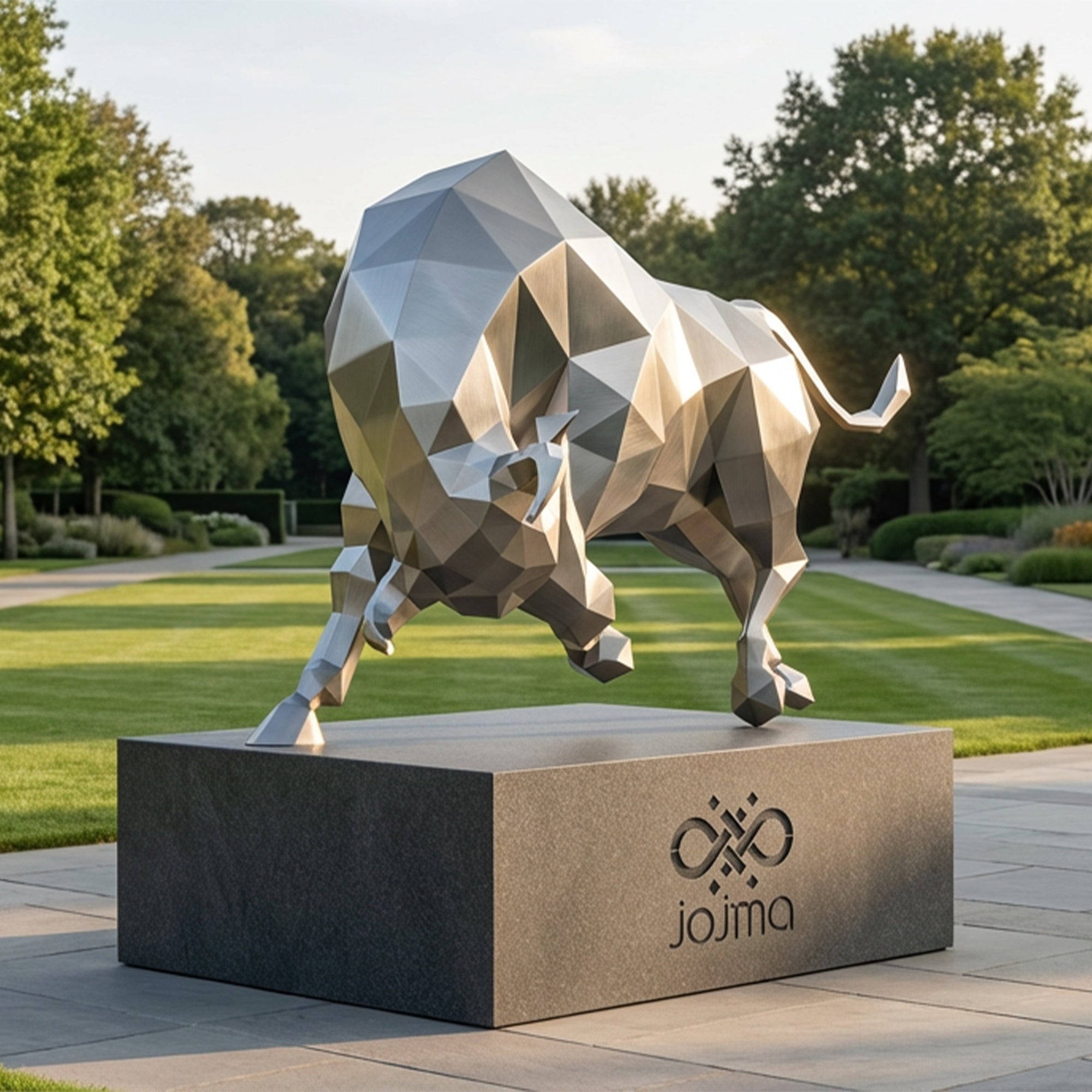Grande Sculpture taureau Origami