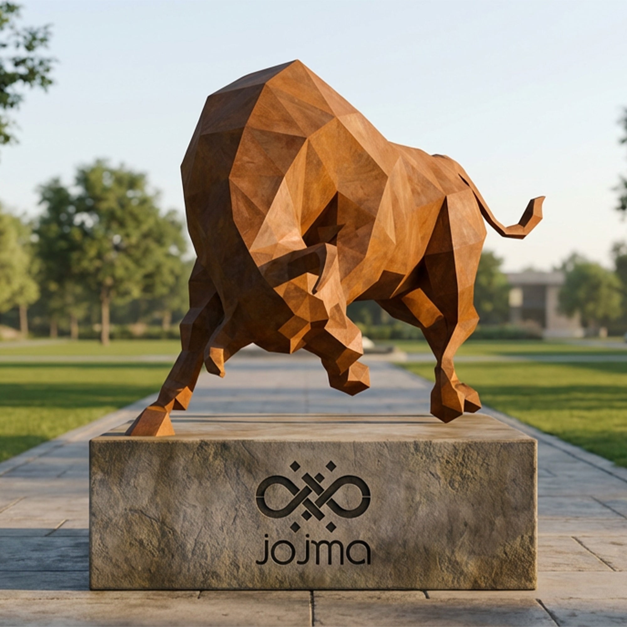 Grande Sculpture taureau Origami