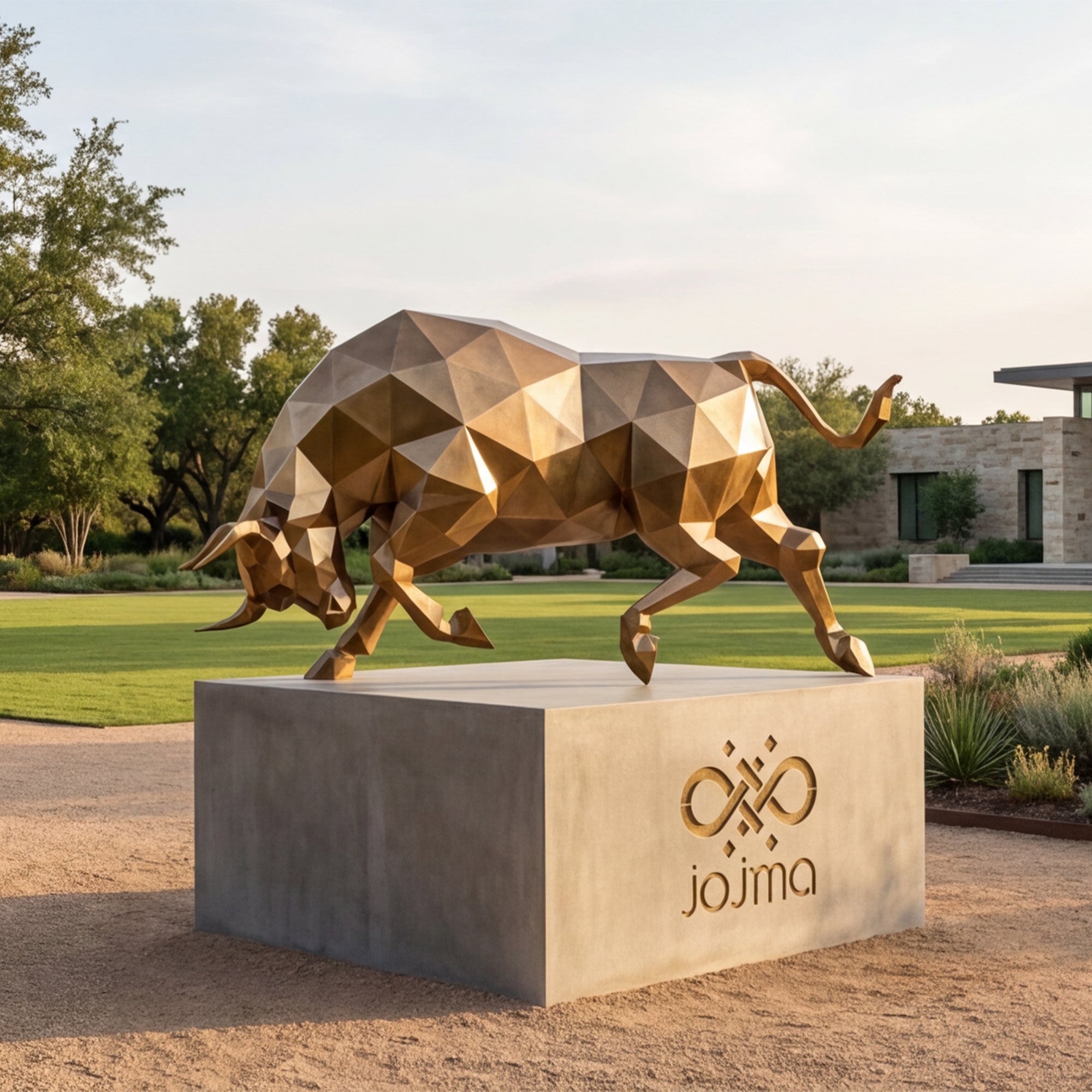 Grande Sculpture taureau Origami