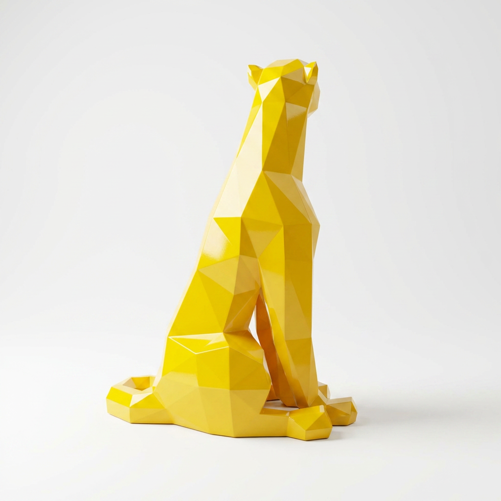 Grande Statue Panthère Origami en Résine