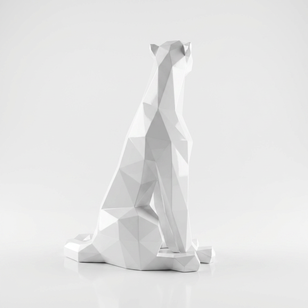 Grande Statue Panthère Origami en Résine