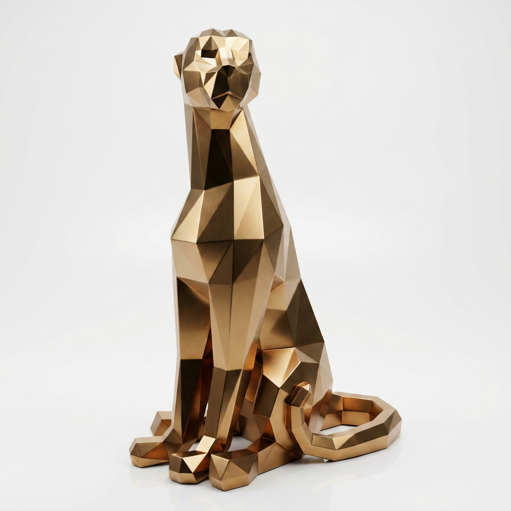 Grande Statue panthère en origami