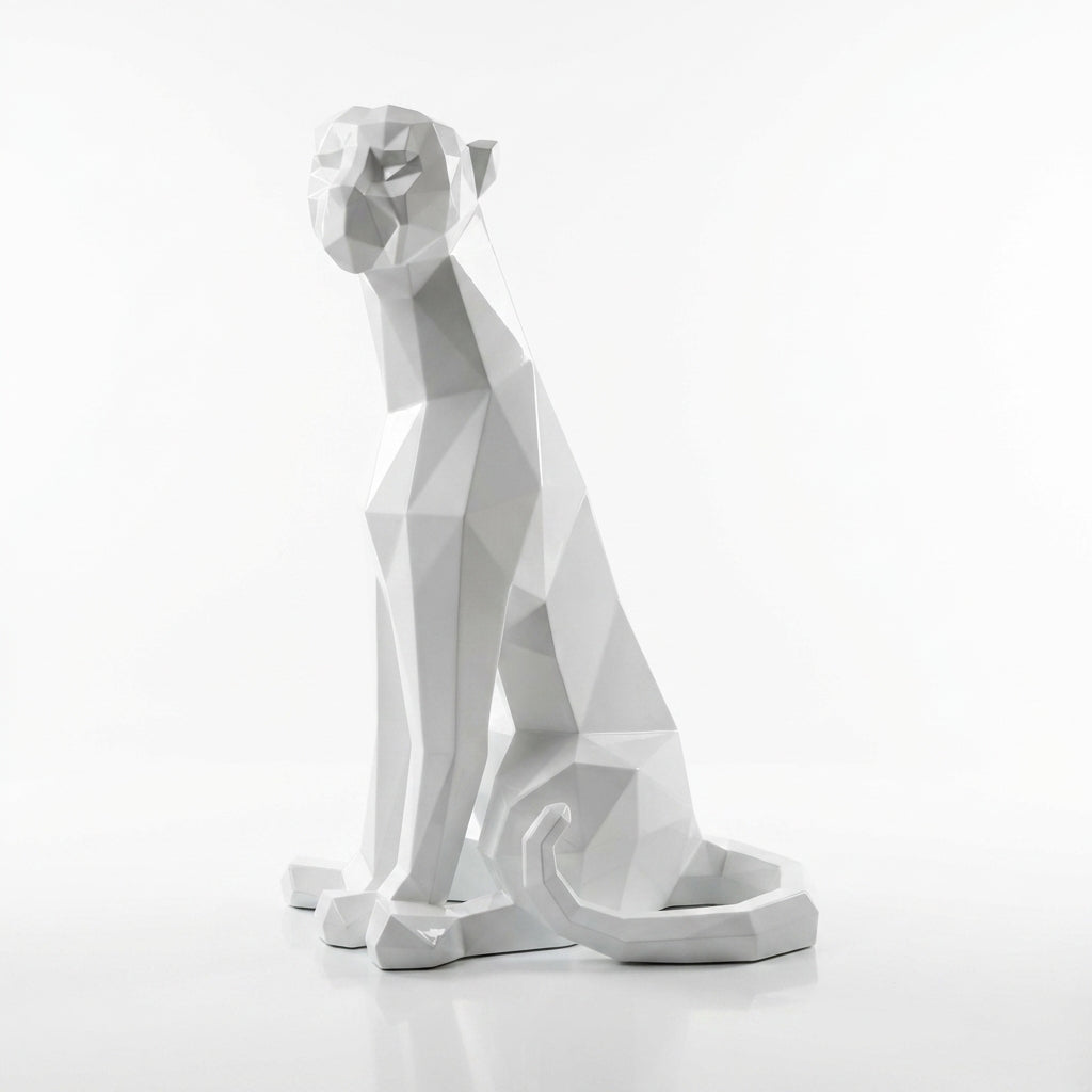 Grande Statue Panthère Origami en Résine