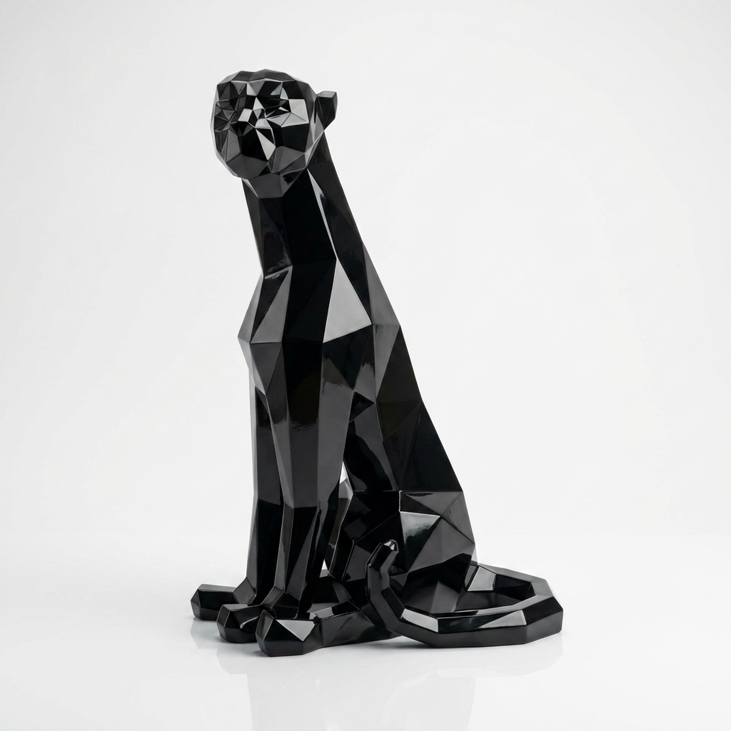 Grande Statue Panthère Origami en Résine