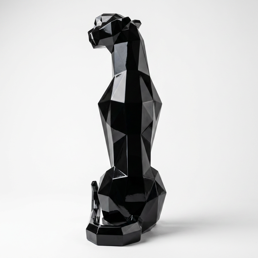 Grande Statue Panthère Origami en Résine