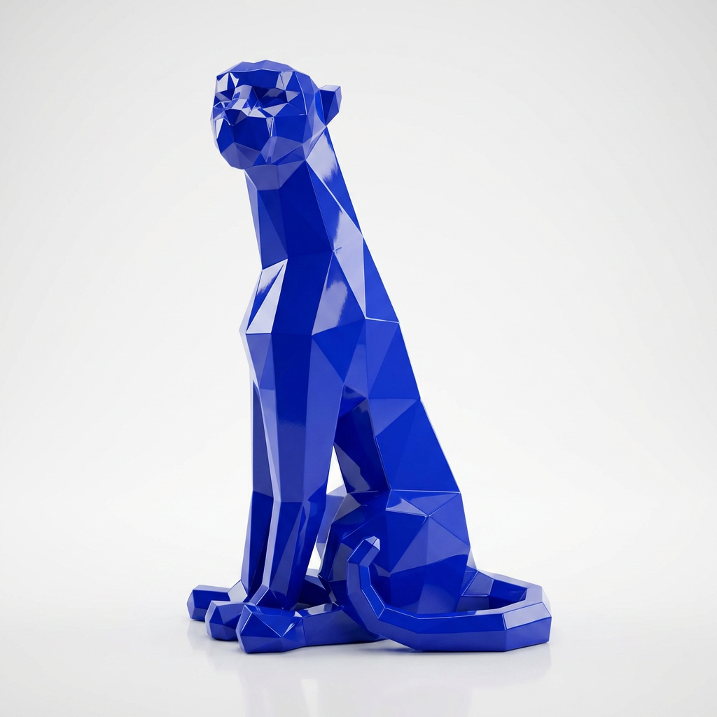 Grande Statue Panthère Origami en Résine