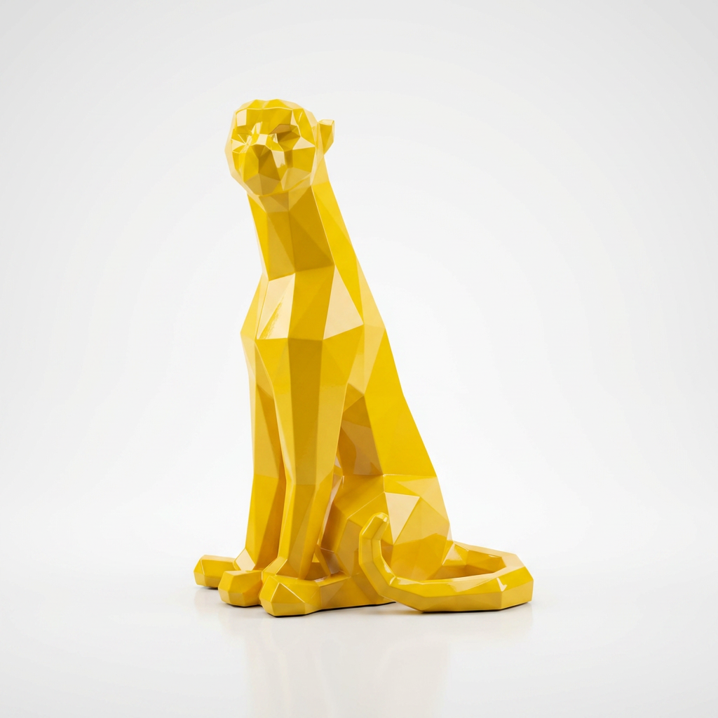 Grande Statue Panthère Origami en Résine