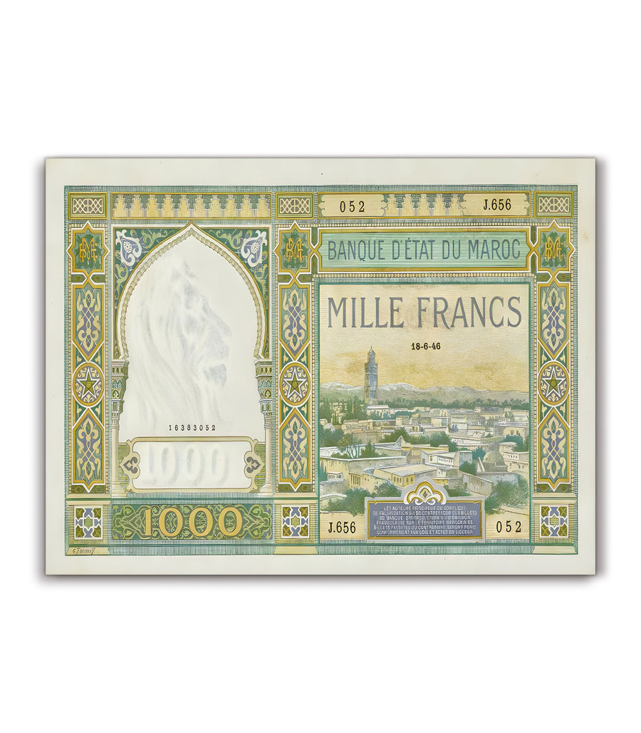 Tableau décoratif Mille Francs Marocains